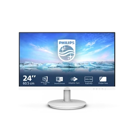 PHILIPS IPS monitor 23.8" 241V8AW, 1920x1080, 16:9, 250cd/m2, 4ms, VGA/HDMI, hangszóró, fehér