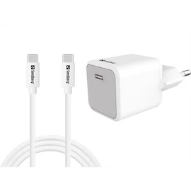 SANDBERG Hálózati töltő, USB-C 20W Charger+USB C - C1m