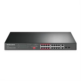 MERCUSYS Switch 18x1000Mbps(16xPOE+) + 2xSFP, Fémházas Asztali Rackes, MS120GP