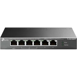 TP-LINK Switch 6x1000Mbps(3xPOE+ + 1xPOE++) Fémházas Asztali, TL-SG1006PP