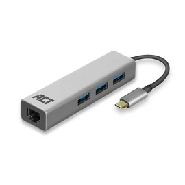 ACT AC7055 USB-C Hub 3 port with Gigabyte Ethernet Grey hálókártya