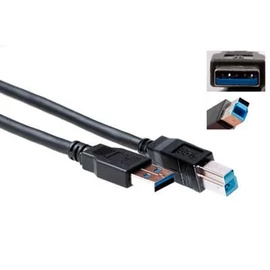 ACT USB 3.0 A male to USB B male 1m Black kábel