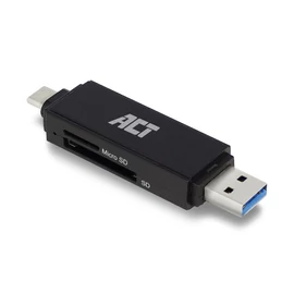 ACT USB-C/USB-A for SD/micro SD Card Reader Black kártyaolvasó