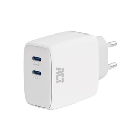 ACT AC2165 USB-C Charger 65W 2-port with Power Delivery PPS and GaNFast White töltő
