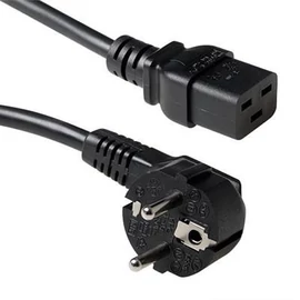 ACT Powercord mains connector Schuko CEE 7/7 male (angled) - C19 IEC 60320 3m Black kábel
