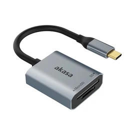 Akasa USB 3.2 Type-C Dual Card Reader Grey kártyaolvasó