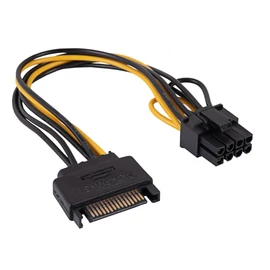 Akyga AK-CA-80 SATA/PCI-Express 6+2-pin adapter cable 0,15m kábel