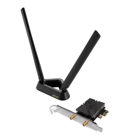 Asus PCE-BE92BT WiFi 7 PCI-E Adapter with 2 external antennas and magnetized base hálókártya