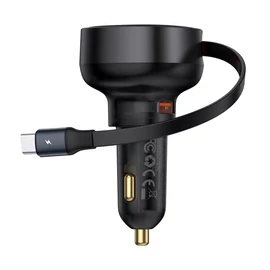 Baseus Enjoyment Pro Car Charger U+Retractable Type-C Cable 60W Black töltő