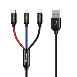 Baseus 3 in 1 USB Cable 1,2m Black kábel