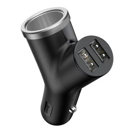 Baseus BSC-C16N Car Charger with Two USB Ports and Cigarette Lighter socket Black töltő