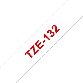 Brother TZe-132 laminált szalag (12mm) Red on Clear - 8m címkenyomtató szalag