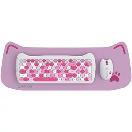 Canyon CNS-HSETW6PK-HU Wireless Keyboard Combo Kitty Edition Pink HU billentyűzet
