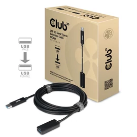 Club3D USB3.2 Gen2 Type A Extension Cable 10Gbps M/F 5m Black kábel