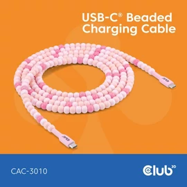 Club3D USB-C Beaded Cable 2m Pink kábel