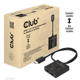 Club3D HDMI 2-in-1 Bi-directional Switch for 8K60Hz or 4K120Hz Adapter Black speciális átalakító