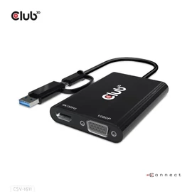 Club3D USB Type-C/A to Dual HDMI Adapter speciális átalakító