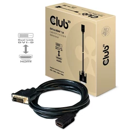 Club3D DVI-D (Dual Link) to HDMI 1.4 Cable M/F 2m Black kábel