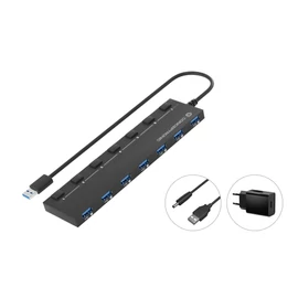 Conceptronic  HUBBIES19BP 7-portos USB3.0 HUB Black usb hub