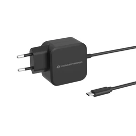 Conceptronic  OZUL04BE 67W GaN USB PD Charger Built-in USB-C Cable Black töltő