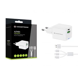 Conceptronic  2-Port 33W USB Charger White töltő