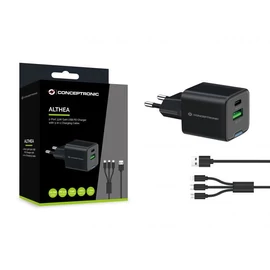 Conceptronic  2-Port 33W USB Charger Black töltő