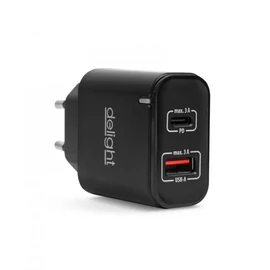 Delight USB QuickCharge 3.0 + Type C Adapter Black töltő