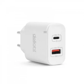Delight USB QuickCharge 3.0 + Type C Adapter White töltő