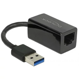 DeLock SuperSpeed USB3.2 Type-A male > Gigabit LAN 10/100/1000 Mbps compact Adapter Black hálókártya