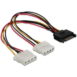 DeLock Cable Power SATA 15pin > 2x 4pin Molex female 20cm kábel