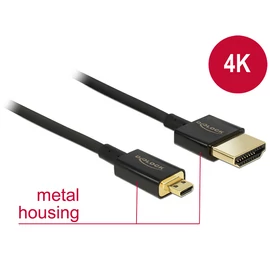 DeLock Cable High Speed HDMI with Ethernet - HDMI-A male > HDMI Micro-D male 3D 4K 2m Slim High Quality kábel