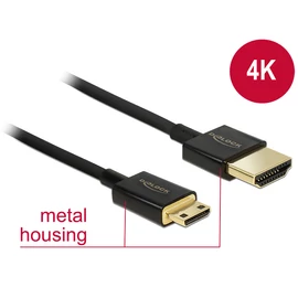 DeLock Cable High Speed HDMI with Ethernet - HDMI-A male > HDMI Mini-C male 3D 4K 2m Slim High Quality Black kábel