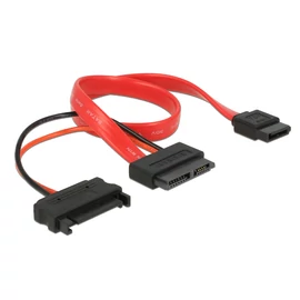 DeLock Cable Slim SATA female > SATA 7 pin + SATA 15 pin 5 V 30cm kábel