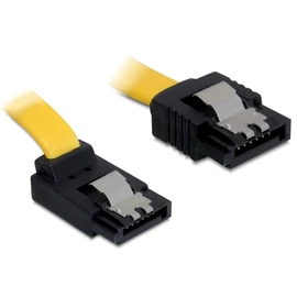 DeLock Cable SATA 6 Gb/s male straight > SATA male upwards angled 30cm Yellow Metal kábel