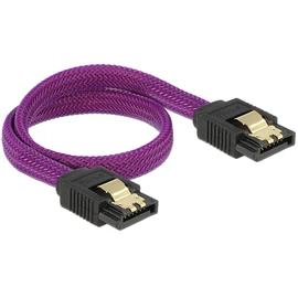 DeLock SATA cable 6 Gb/s 30cm straight / straight metal Purple Premium kábel