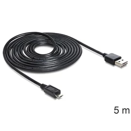 DeLock EASY-USB 2.0 Type-A male > USB 2.0 Type Micro-B male 5m Cable Black kábel