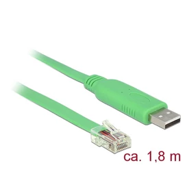 DeLock USB 2.0 Type-A male > 1xSerial RS-232 RJ45 male 1.8m Adapter Green kábel