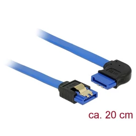 DeLock SATA 6 Gb/s receptacle straight > SATA receptacle right angled 20 cm blue with gold clips Cable kábel