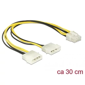 DeLock Power cable 2x 4 pin Molex male > 8 pin EPS male 30cm kábel
