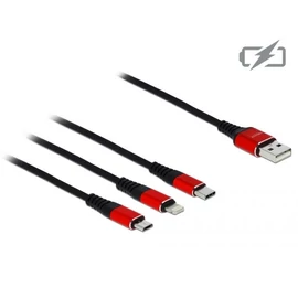 DeLock USB Charging Cable 3 in 1 for Lightning / microUSB / USB Type-C 1m Black kábel