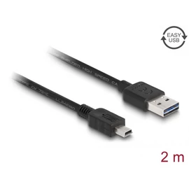 DeLock Cable EASY-USB 2.0 Type-A male > USB 2.0 Type Mini-B male 2m Black kábel