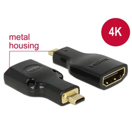 DeLock Adapter High Speed HDMI with Ethernet – HDMI Micro-D male > HDMI-A female 4K Black speciális átalakító