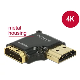 DeLock Adapter High Speed HDMI with Ethernet – HDMI-A female > HDMI-A male 4K 90° angled right Black speciális átalakító