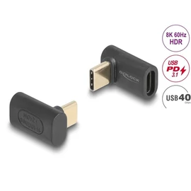 DeLock USB Adapter 40 Gbps USB Type-C PD 3.1 240 W male to female angled 8K 60Hz Black speciális átalakító