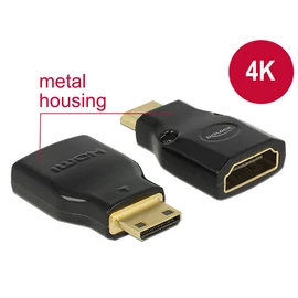 DeLock Adapter High Speed HDMI with Ethernet – HDMI Mini-C male > HDMI-A female 4K Black speciális átalakító