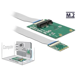 DeLock Converter M.2 Key A+E male > 1x Mini PCIe Slot half size / full size with flexible cable bővítőkártya