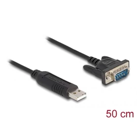 DeLock USB 2.0 to serial RS-232 adapter D-Sub 9 male with compact connector housing 50 cm FTDI Black kábel