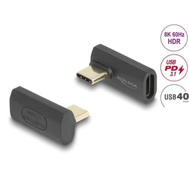 DeLock USB Adapter 40 Gbps USB Type-C PD 3.1 240 W male to female rotated angled left / right 8K 60Hz Black speciális átalakító