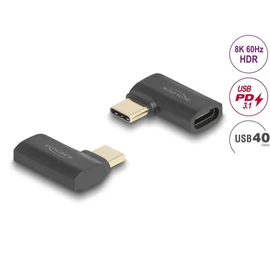 DeLock USB Adapter 40 Gbps USB Type-C PD 3.1 240 W male to female angled left / right 8K 60Hz Black speciális átalakító