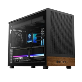 Gamdias Athena M4M Wood Tempered Glass Black/Wood gépház